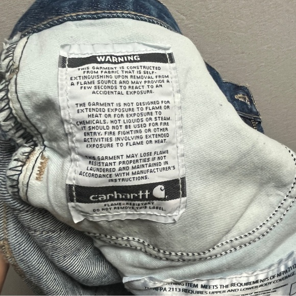 Carhartt Flame resistant relaxed fit with a hammer  side leg zipper Sz 38 - Picture 10 of 16